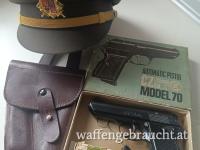 Cz Vzor 70 7,65 BJ 1980 Beamten Holster, Schirmmütze 