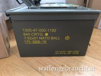 7.62 x 51 NATO BALL M80 GGG (.308 Win.) in M2A1 Box 640 Stk. NEU