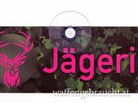 Autoschild mit Saugnapf Jägerin pink