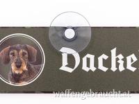 Autoschild mit Saugnapf "Dackel" (Teckel Rauhaar)