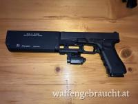 Glock 17 Gen. 4 Plus mit Schalldämmpfer Fischer FD Compact & Licht Laser