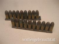 alte 9mm Munition mit Ladestreifen für Mauser C96 / Bolo 7,63 / 9 mm - 1942 G.F.L.9 M38 - Sammlermunition - Vintage - - - MEK