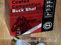 RESERVIERT- GECO Coated Competition Buck Shot, Cal. 12/65 27g 8mm 9 Pellets